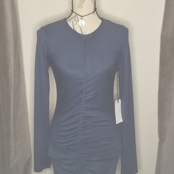 Leith Navy, Ruched, Midi Dress - Picture 3 of 11